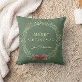 ボタニカル クリスマスリース モダンスクリプト クッション (ブランケット)