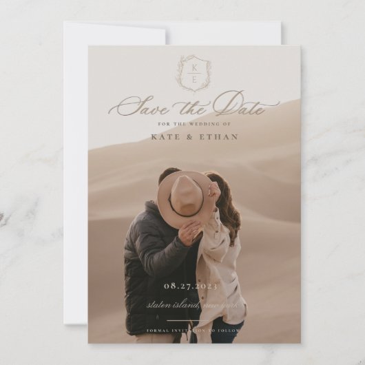 ボタニカル クレスト モノグラム ウェディング フォト セーブザデート (正面)