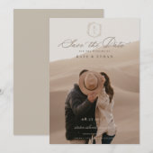 ボタニカル クレスト モノグラム ウェディング フォト セーブザデート (正面/裏面)