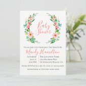 ボタニカル コーラル アイランド フラワー リース ベビー シャワー 招待状 (スタンド正面)