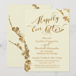 ボタニカル ゴールドのハッピーエバーアフター, アイボリー 招待状