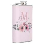 ボタニカル シックな ブッシュピンクの水彩花  フラスク (右)