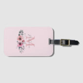 ボタニカル シックな ブッシュピンクの水彩花  ラゲッジタグ (正面横)