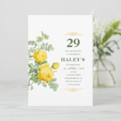 ボタニカル シック イエロー&グリーン フローラル 29歳の誕生日 招待状 (スタンド正面)