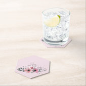 ボタニカル シック フラワル エレガント グレー ピンク フラワー ペーパーコースター (インサイチュ)