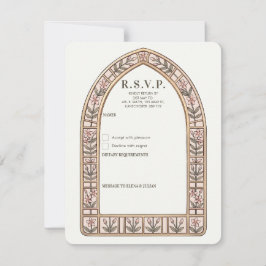 ボタニカル ステンドグラス ウェディング RSVP カード