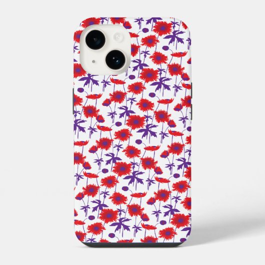 ボタニカル ダマスク 白 ポピー iPhone カバー (裏面)
