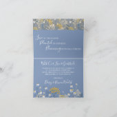 ボタニカル デイジー イエロー & ブルー ウェディング サンクス カード (内部)