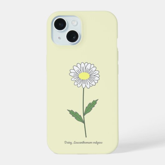 ボタニカル デイジー 花 黄色 iPhone 15ケース (裏面)