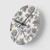 ボタニカル・トワール | ハイドランジア & セイジ ラウンド壁時計 (傾斜)