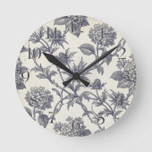 ボタニカル・トワール | ハイドランジア & セイジ ラウンド壁時計 (正面)