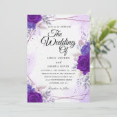 ボタニカル ネイビーとパープルの結婚式の招待状 招待状 (スタンド正面)