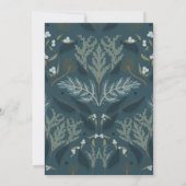 ボタニカル ネイビーブルー ホワイト ウィンター ウェディング 招待状 (裏面)