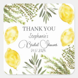 ボタニカル ハーブ レモン 水彩 結婚前お茶会 スクエアシール