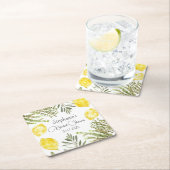 ボタニカル ハーブ レモン 水彩 結婚前お茶会 スクエアペーパーコースター (インサイチュ)
