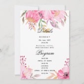 ボタニカル ピンクの水彩花 詳細プログラム 招待状 (正面)