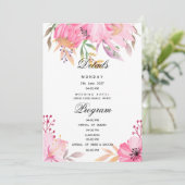 ボタニカル ピンクの水彩花 詳細プログラム 招待状 (スタンド正面)