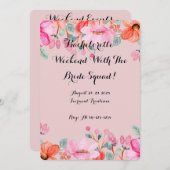 ボタニカル ピンクの花の ブライダルシャワー 招待状 (正面/裏面)