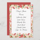 ボタニカル ピンク サマー フルーツとフラワーズ メニュー カード (正面/裏面)