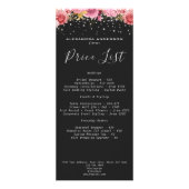 ボタニカル ピンク フラワーズ ダイヤモンド グリッター ブラック サロン ラックカード (正面)