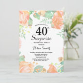 ボタニカル ピンク フローラル サプライズ 40歳の誕生日 招待状 (スタンド正面)