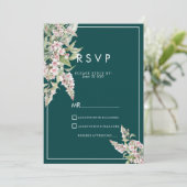 ボタニカル ピンク マーブル グリーン 花のRSVP 招待状 (スタンド正面)