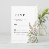 ボタニカル ピンク ミント フラワー ブーケ RSVP 招待状 (スタンド正面)