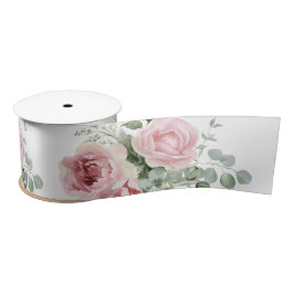 ボタニカル ピンク ローズ グリーン サテンリボン