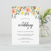 ボタニカル ピーチ ウォーターカラー ローズ フラワーズ ウェディング 招待状 (スタンド正面)