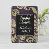 ボタニカル フラワー ガーデン ローズ ゴールド パープル ウェディング 招待状 (スタンド正面)