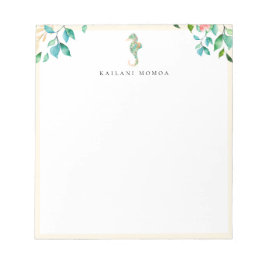 ボタニカル フローラル シーホース サンディ ベージュ フレーム ノートパッド