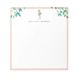 ボタニカル フローラル シーホース ブラッシュ フレーム ノートパッド