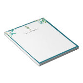 ボタニカル フローラル シーホース ロゴ ブルー フレーム ノートパッド (アングル)