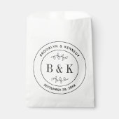 ボタニカル フローラル ファン モノグラム ウェディング カップル ネーム フェイバーバッグ (正面)
