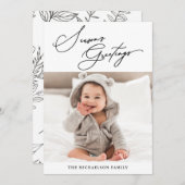 ボタニカル・ブラック&ホワイト・シーズンのご挨拶 シーズンカード (正面/裏面)