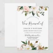 ボタニカル ブラッシュ ホワイト フローラル 誓いの更新 招待状 (正面/裏面)