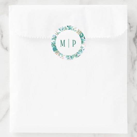 ボタニカル ブランチ 水彩画のテーマ 明るい色 ラウンドシール (バッグ)