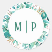 ボタニカル ブランチ 水彩画のテーマ 明るい色 ラウンドシール (正面)