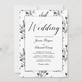 ボタニカル ベリーとレースのウェディング 招待状