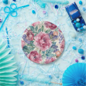 ボタニカル ペオニー 水彩 ラベンダー 花 フローラル ペーパープレート (パーティー)