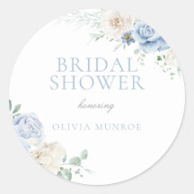 ボタニカル ホワイト & ブルー フラワー ブライダル シャワー