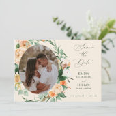 ボタニカル ボーホー グリーン ピーチ ニュートラル フラワーズ セーブザデート (スタンド正面)