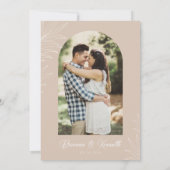 ボタニカル ボーホー ニュートラル カラー アーチ フォト ウェディング 招待状 (裏面)