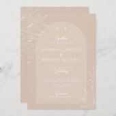 ボタニカル ボーホー ニュートラル カラー アーチ フォト ウェディング 招待状 (正面/裏面)