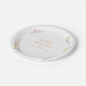 ボタニカル ボーホー フラワーズ スクリプト ベイビー シャワー ペーパープレート (アングル)