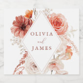 ボタニカル ボーホー フラワー フレーム ウェディング ビールラベル (シングルラベル)