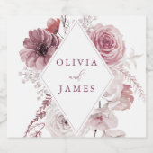 ボタニカル ボーホー フラワー マーブ ウェディング ビールラベル (シングルラベル)