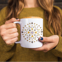 ボタニカル・マンダラ押し花アート コーヒーマグカップ