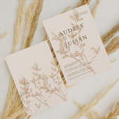 ボタニカル モカ リーフ ウェディング 招待状