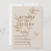 ボタニカル モカ リーフ ウェディング 招待状 (正面)